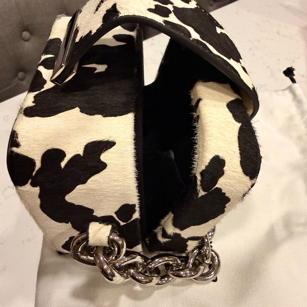 Brandon Blackwood Cow Print Mini Bag with Silver Chain - Picture 3 of 6
